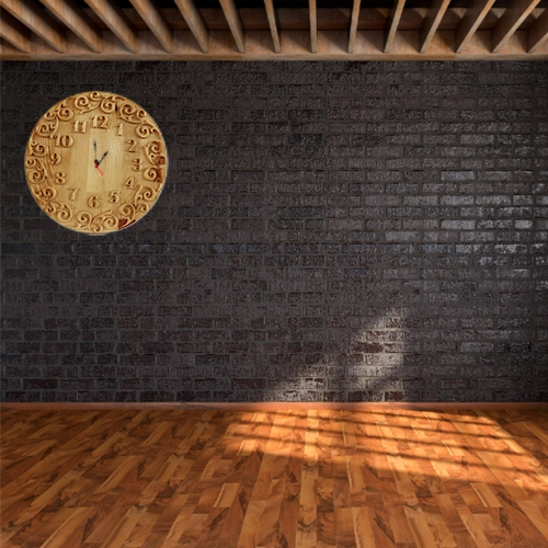 Oyma Çam  Duvar Saati