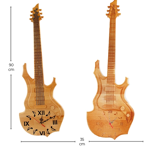 Gitar Form Ahşap Duvar Saati- WoodRock