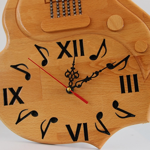 Gitar Form Ahşap Duvar Saati- WoodRock