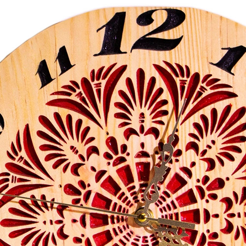 Doğal Motif Ahşap Saat