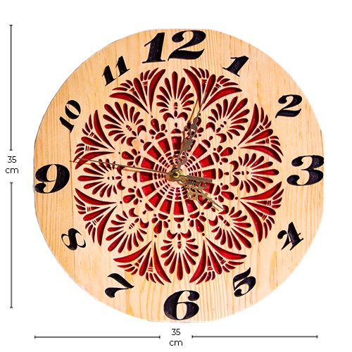 Doğal Motif Ahşap Saat